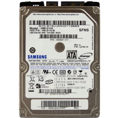 Samsung Spinpoint M5S 120GB, 2,5", SATA, 5400rpm, 8MB, HM121HI