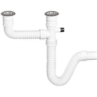 FLEXI DVOUDŘEZOVÝ SIFON PR. 60MM S ODBOČKOU NA PRAČKU Steno 11S11435 – Zboží Dáma