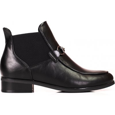 Nízké kotníkové boty na podpatku xy23-10778b/pu černé – Zboží Mobilmania