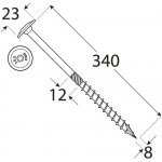 DOMAX CT tesařský konstrukční vrut s talířovou hlavou zinek žlutý DMX ø (mm): 8, délka vrutu: 340, TORX: T40 – Sleviste.cz