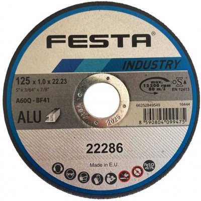 KOTOUČ ŘEZNÝ FESTA INDUSTRY NA HLINÍK 125X1X22. 2MM – Zboží Mobilmania