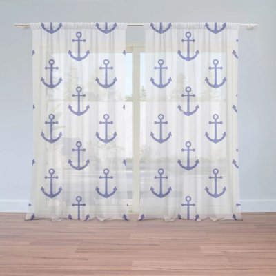Sablio Záclony Modré kotvy: 2ks 150x250cm – Hledejceny.cz