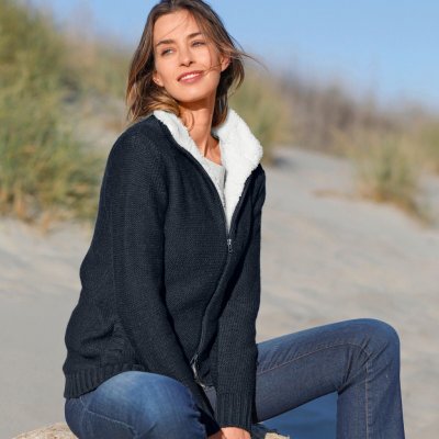 Svetr s hebkou podšívkou na zip nám. modrá – Sleviste.cz