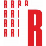 Písmena samolepící červená R samolepící vinylová fólie 75 mm písmo - aršík 4 ks – Zboží Dáma