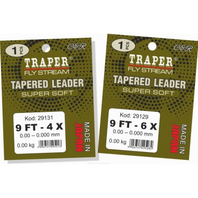 Traper Ujímaný muškařský návazec Tapered Leader 9 FT 5X 0,50 0,152 mm 1 ks