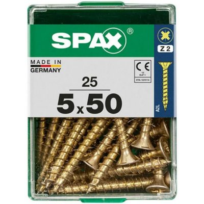 Spax Uni vrut zápust.hlava PZ/Z2 4CUT a plným závitem Yellox 5 x 50 mm 25 ks – Hledejceny.cz
