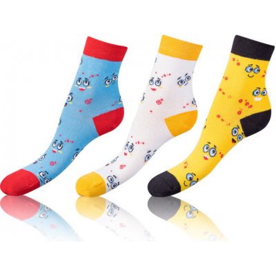 CRAZY KIDS SOCKS Dětské bláznivé ponožky 3 páry žlutá modrá černá – Zboží Mobilmania