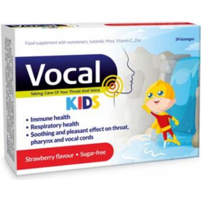 Vocal Vocal Kids měkké pastilky s příchutí Jahody doplněk stravy při potížích s hlasem příchuť strawberry 24 ks – Zbozi.Blesk.cz