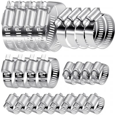 Sada 20 ks hadicových svorek, nastavitelné spony na trubky 6-51 mm 304 Nerezová ocel, hadicová – Sleviste.cz