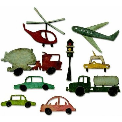 Kovové vyřezávací šablony Thinlits Dopravní prostředky 22 ks – Sleviste.cz
