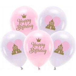 PartyDeco Balónky latexové ECO Happy Birthday Princess mix 33 cm