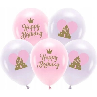 PartyDeco Balónky latexové ECO Happy Birthday Princess mix 33 cm – Hledejceny.cz