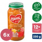HAMI masozeleninový příkrm Makaróny s dušeným vepřovým, rajčaty a paprikou 6x250g