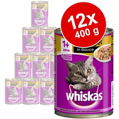 Whiskas s hovězím & játry v omáčce 12 x 400 g – Zbozi.Blesk.cz