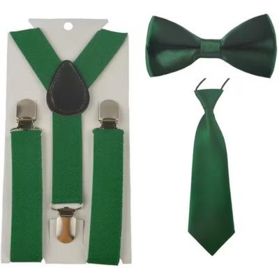 Amparo Miranda dětský set motýlek kravata a kšandy H001 zelený – Zboží Dáma