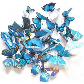 Živá Zeď Barevní 3D Motýlci Modří 6 - 12 cm