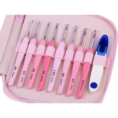 Sada háčků na háčkování a cvakačky v pouzdře Varianta: růžová sv., Balení: 1 sada – Hledejceny.cz