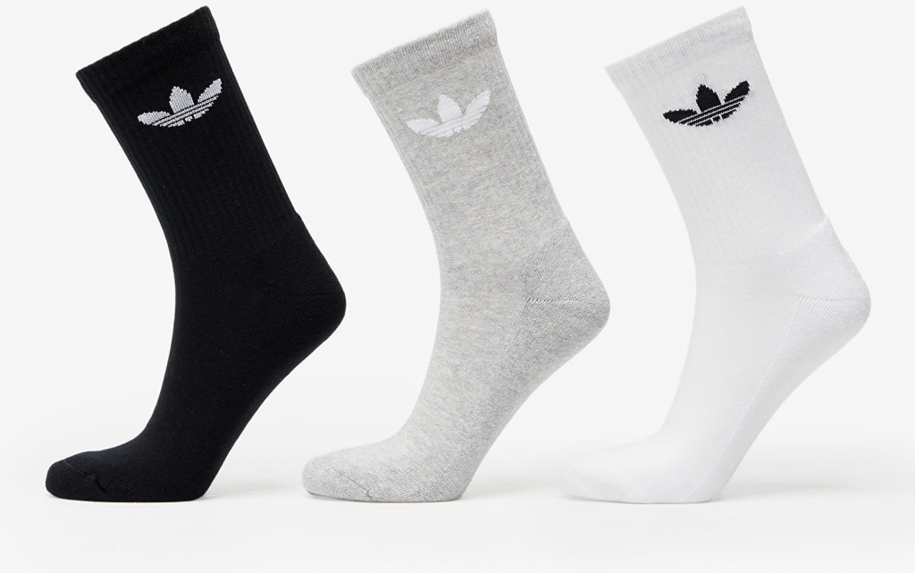 adidas Trefoil Cushion Crew Sock 6-Pack Black/ White/ Medium Grey Heather