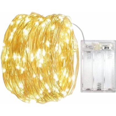 Senzanakupy Vánoční mikro řetěz na baterie 10 m 100 LED s časovačem teplá bílá – Sleviste.cz