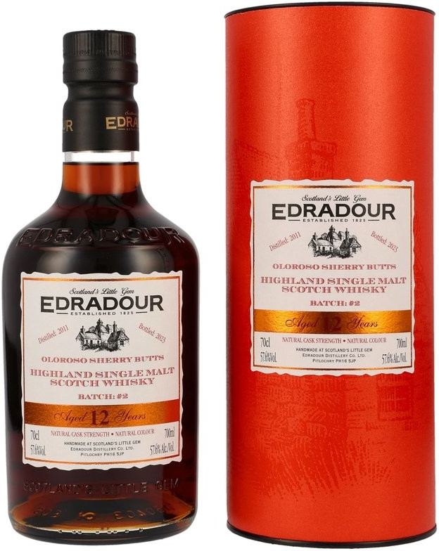 Edradour 12y Cask Strength Batch #2 Oloroso Sherry Butts 57,6% 0,7 l (tuba)