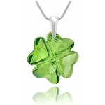Swarovski Elements Stříbrný náhrdelník zelený čtyřlístek 32085.1 Peridot – Hledejceny.cz