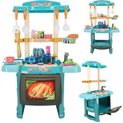KIK Dětská plastová kuchyňka se světlem a kohoutkem modrá