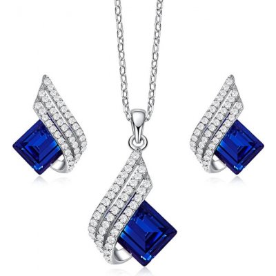 Grace Silver Jewellery stříbrná souprava šperků Swarovski Elements Marisa Sapphire SET2077-S0003(4) Modrá