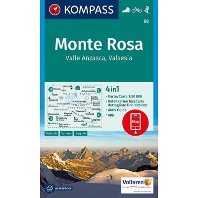 Monte Rosa (Kompass - 88) - turistická mapa