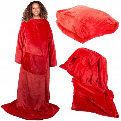 Verk Fleecová deka s rukávy 140x200cm červená – Zboží Mobilmania