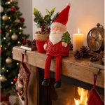 MagicHome MagicHome Vianoce Dekorace Vánoce Santa s květináčem terakota 12,6x9,3x24 cm – Hledejceny.cz