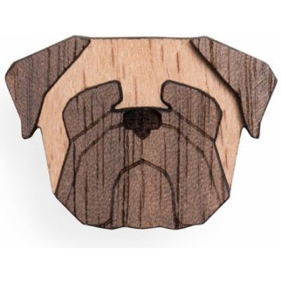 BeWooden dřevěná brož ve tvaru psa Pug BR49 – Zboží Mobilmania