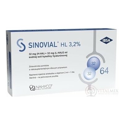 IBSA Sinovial HL 3,2% roztok kys. hyaluronové v injekční stříkačce s jehlou, do kloubů 2 ml – Hledejceny.cz