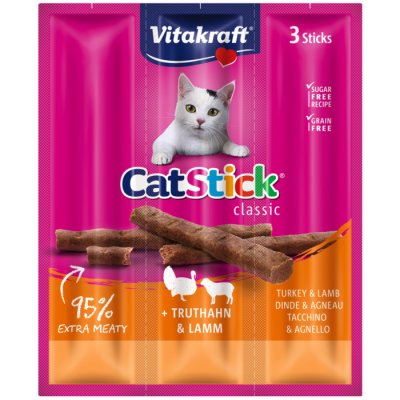 Vitakraft Kabanos Cat Stick Mini krůta s jehněčím pro kočky 3 x 18 g – Zboží Mobilmania