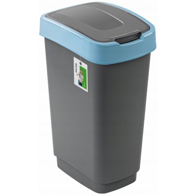 Klip Odpadkový koš na tříděný odpad Šedý 50 l s modrou chlopní – Zboží Mobilmania