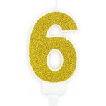 PartyDeco Svíčka na dort zlatá číslo 6 – Sleviste.cz