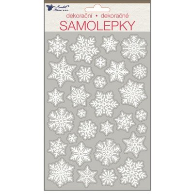 Samolepky bílé s glitry 25x14 cm vločky – Zboží Mobilmania