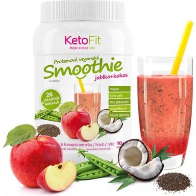 KetoFit Proteinové veganské smoothie jablko-kokos, 300 g