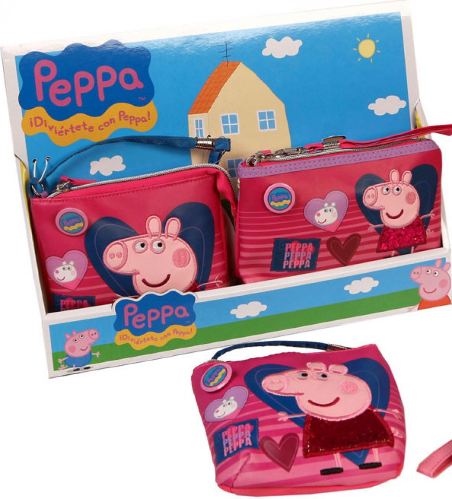 Azzar kabelka a peněženka Peppa Pig srdce růžová 15 x 14 x 4 cm |  Srovnanicen.cz