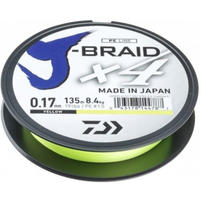 Daiwa šňůra J-Braid 4 Žlutá 135m 0,15mm 6,9kg – Sleviste.cz