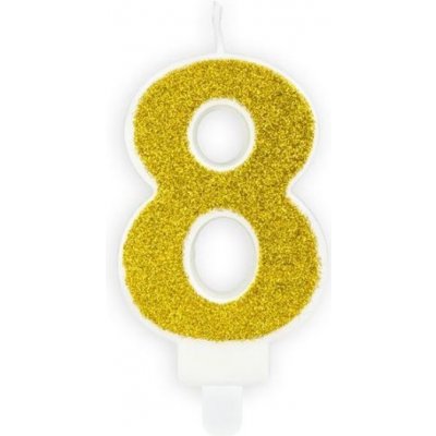 PartyDeco svíčka malá zlatá číslo 8 – Zboží Mobilmania