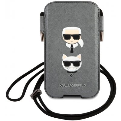 Pouzdro Karl Lagerfeld and Choupette Head Saffiano PU Pouch L šedé – Zbozi.Blesk.cz