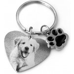 Přívěsek na klíče Ocelový Srdce s psí packou AE 726816 – Zboží Dáma