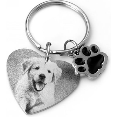 Přívěsek na klíče Ocelový Srdce s psí packou AE 726816 – Zboží Dáma