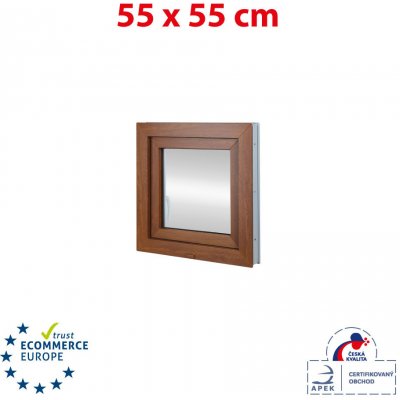 OKNA HNED Plastové okno 55x55 cm otevíravé i sklopné levé, zlatý dub/bílá – Sleviste.cz