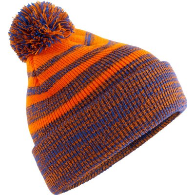 Beechfield Čepice s bambulí Team Stripe B 476 pletená orange/roya Oranžová/modrá royal – Hledejceny.cz