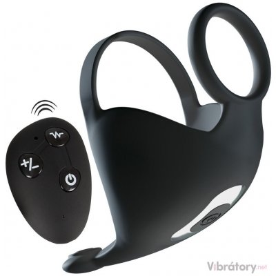 Rebel Cock Ring with RC Ball Massager Black – Zboží Mobilmania