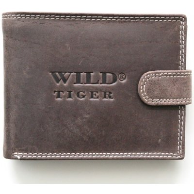 Wild Tiger Pánská kožená peněženka tmavěhnědá s upínkou – Zboží Mobilmania