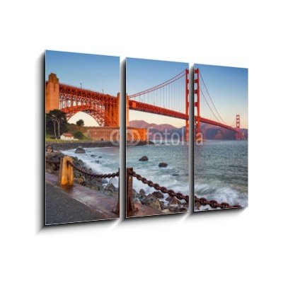 Obraz 3D třídílný - 105 x 70 cm - San Francisco. Image of Golden Gate Bridge in San Francisco, California during sunrise. San Francisco. Obrázek Golden Gate Bridge v San