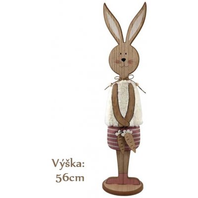 Emocie Dekorace dřevo140x560mm ZAJÍC NA POSTAVENÍ, přírodní, bílá s růžovou – Hledejceny.cz