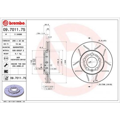 Brzdový kotouč BREMBO 09.7011.75 (09701175)